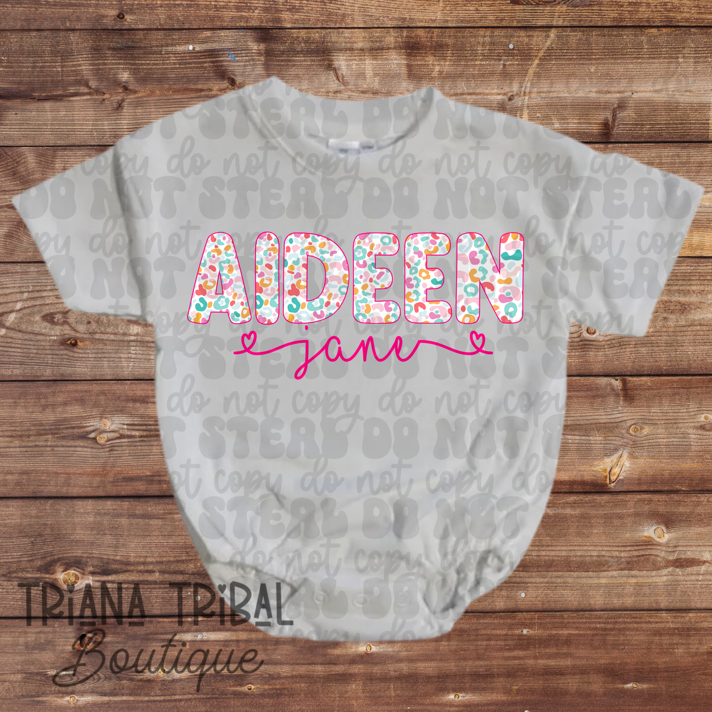 Pink Leopard Name Bubble TShirt